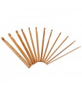 12 agujas de crochet de bambú