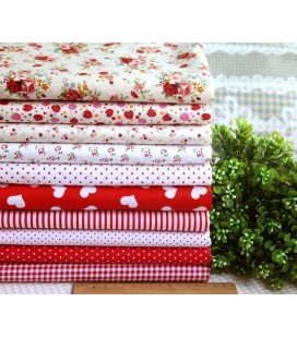 10 telas costura y patchwork - Serie roja - 45x45 cm