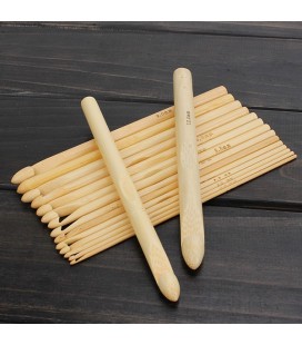 16 agujas de crochet de bambú