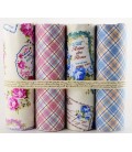 Lote de 4 telas de algodón - Floral Cuadros - Patchwork - Costura - Fat Quarters