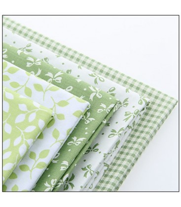 Set de 5 telas verdes hojas y lazos - Patchwork  - Costura
